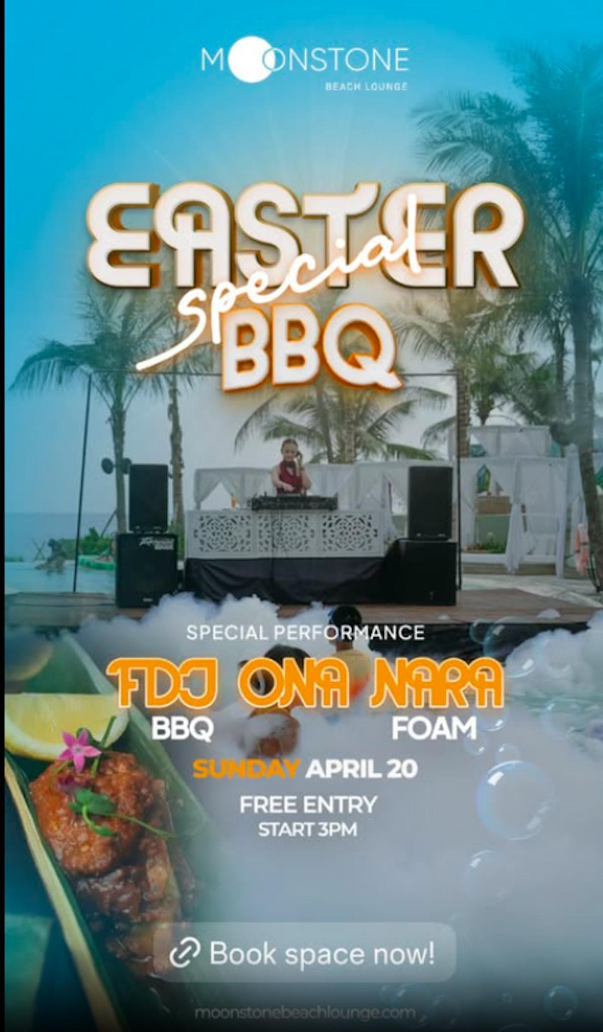 Foam easter party bbq at Moonstone Beach Lounge