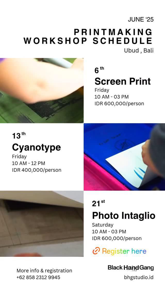 June Workshop Schedule at Black Hand Gang ID