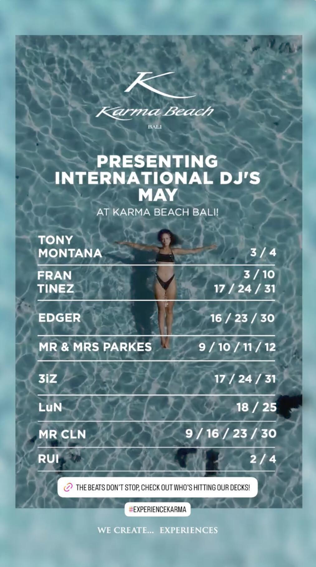 International DJ's May at Karma Beach Club