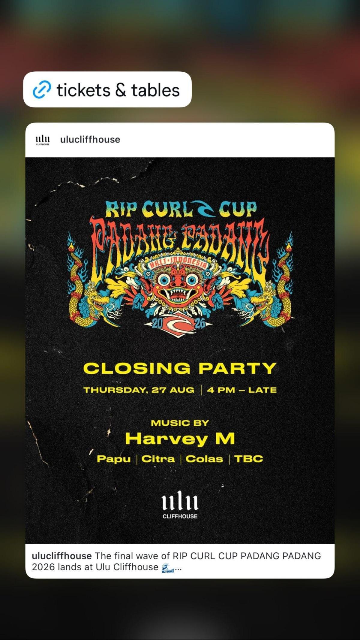 Rip Curl Cup Padang Padang After Party at Ulu Cliffhouse Rip Curl Cup Padang Padang After Party at Ulu Cliffhouse