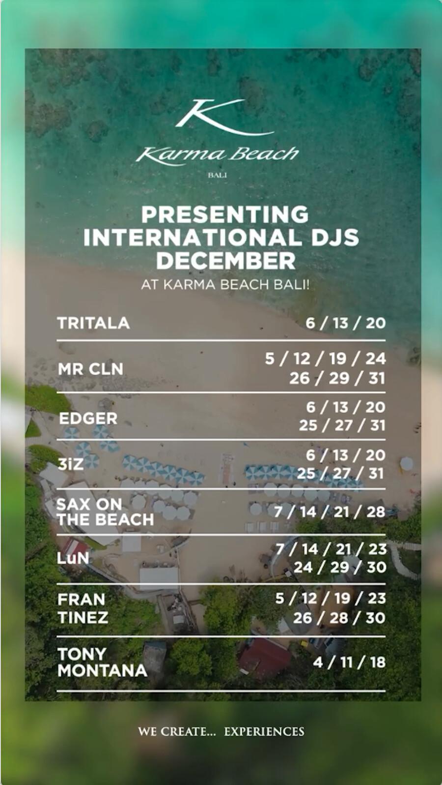 December DJ's at Karma Beach Club