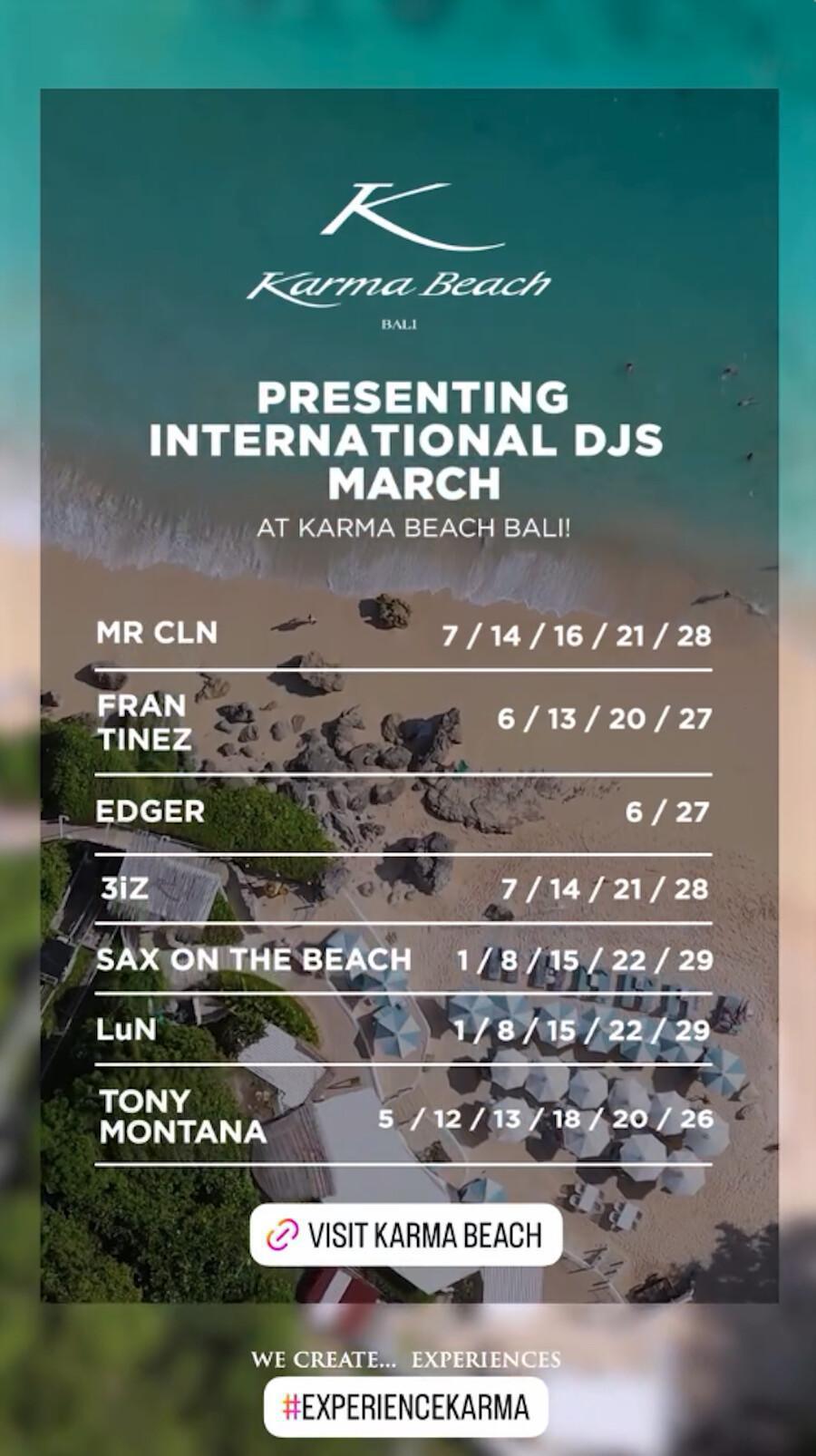 March DJ's at Karma Beach Club