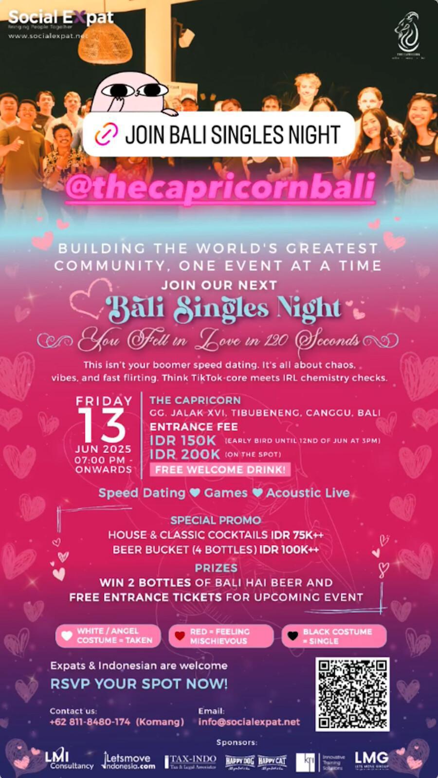 Bali Singles Night at The Capricorn Bali