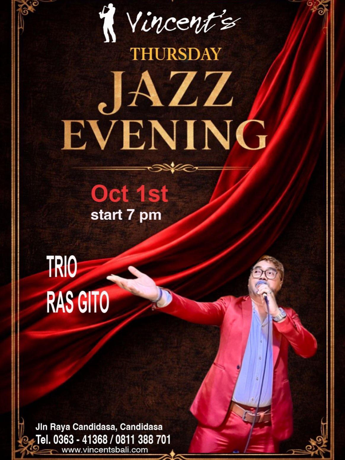 Live Jazz and Fine Dining with Trio Ras Gito at Vincent's Restaurant Live Jazz and Fine Dining with Trio Ras Gito at Vincent's Restaurant
