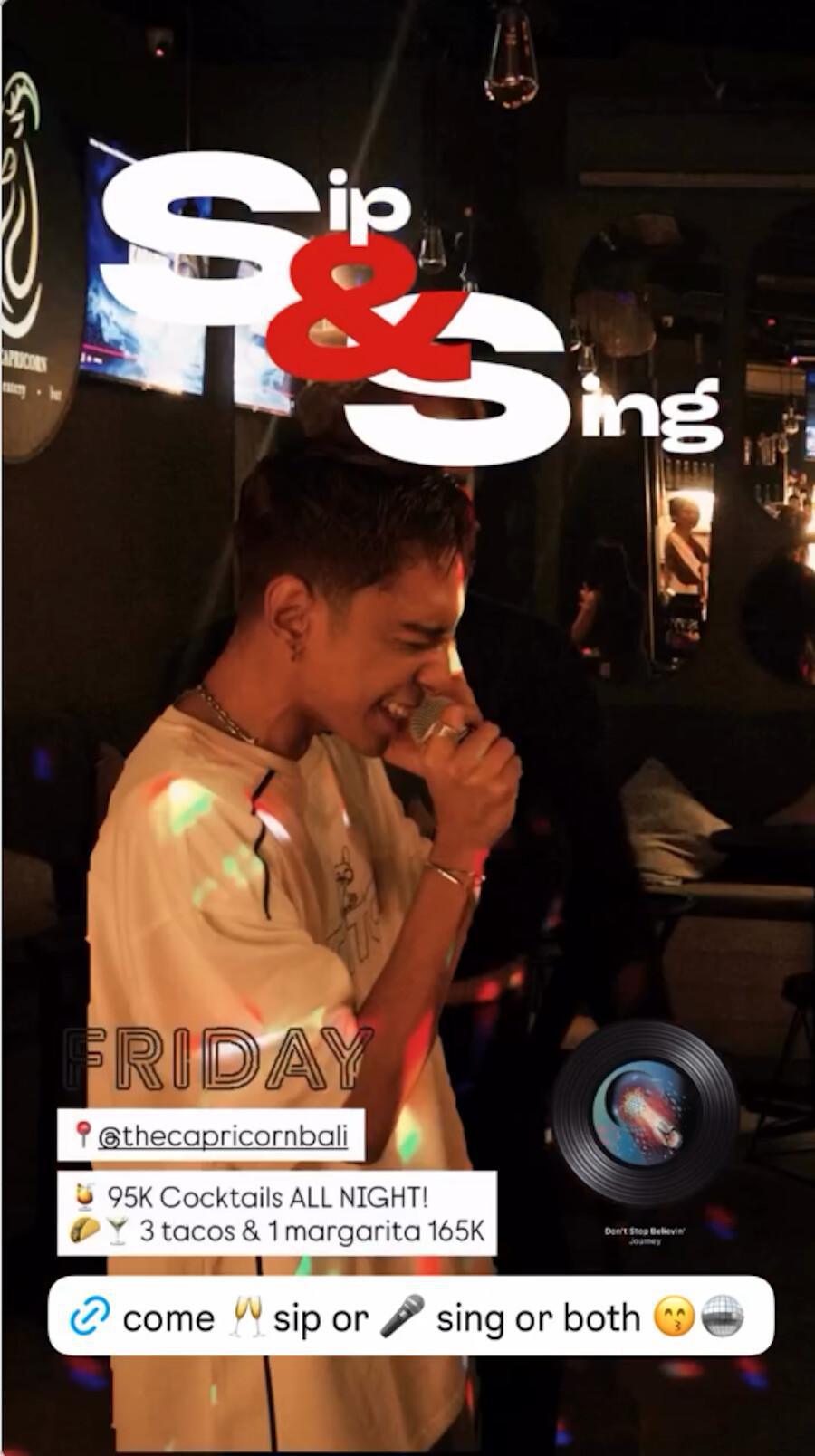 Sip & Sing at The Capricorn Bali