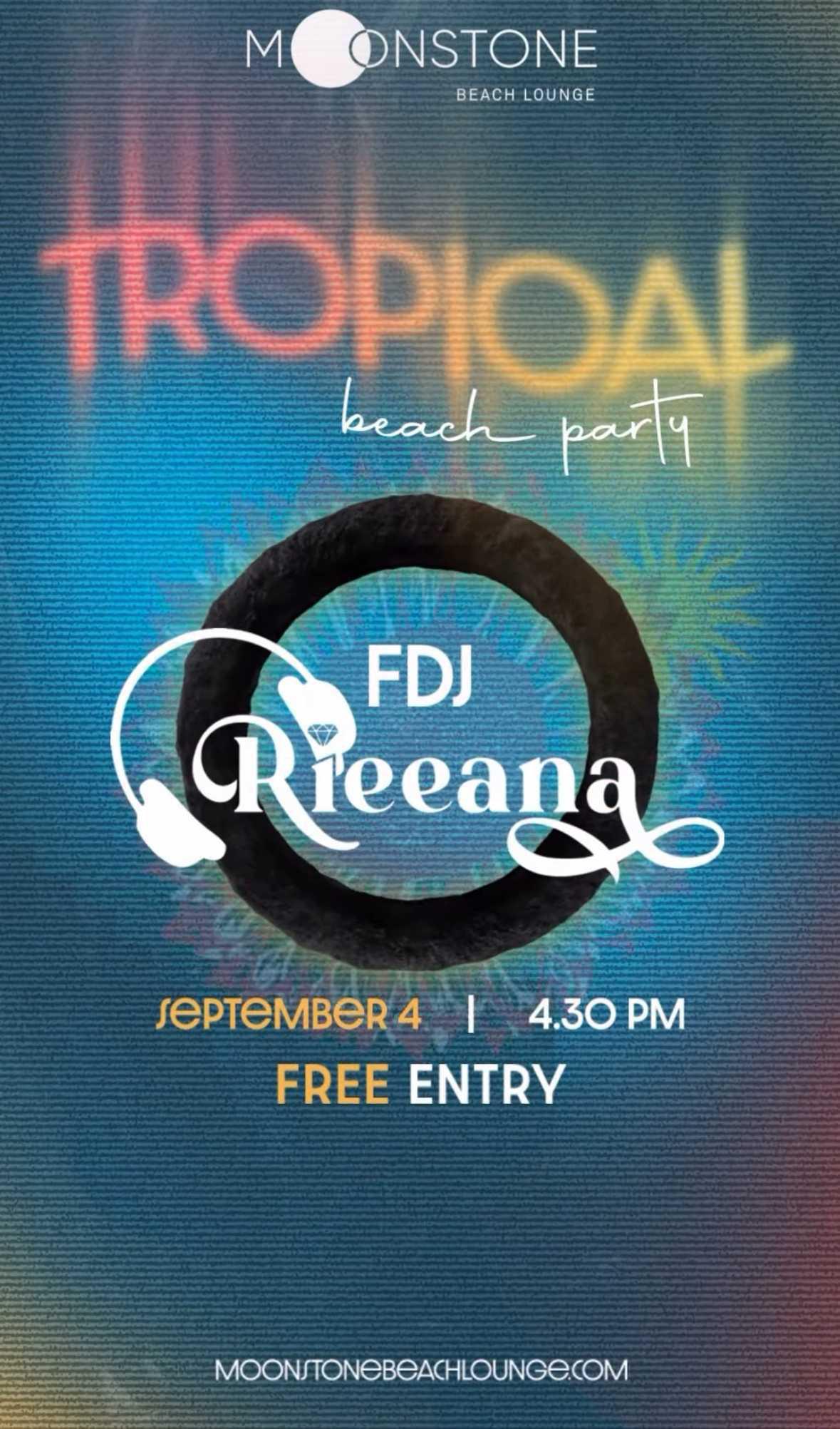 Tropical beach party at Moonstone Beach Lounge