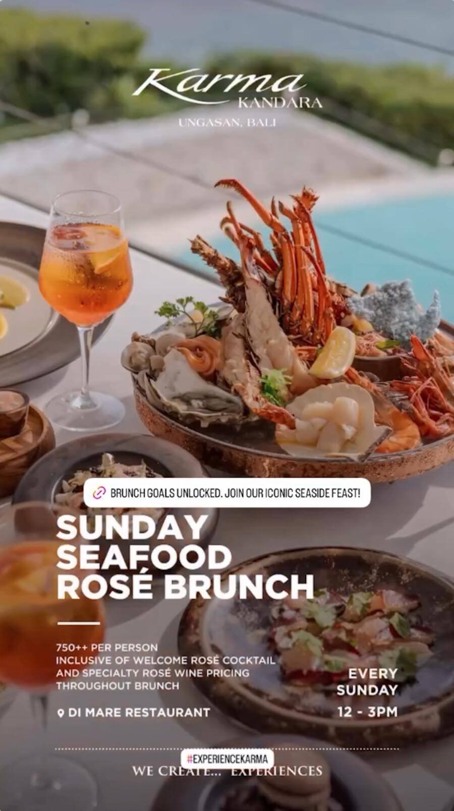 Sunday Seafood Rose Brunch at Karma Kandara Bali