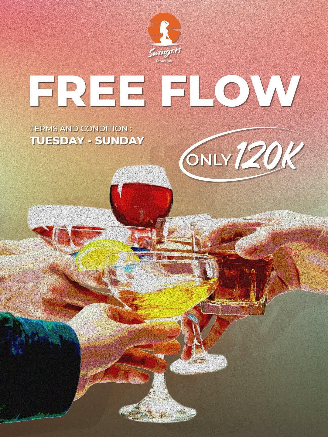 Free Flow at Swingers Bali, Tues-Sun