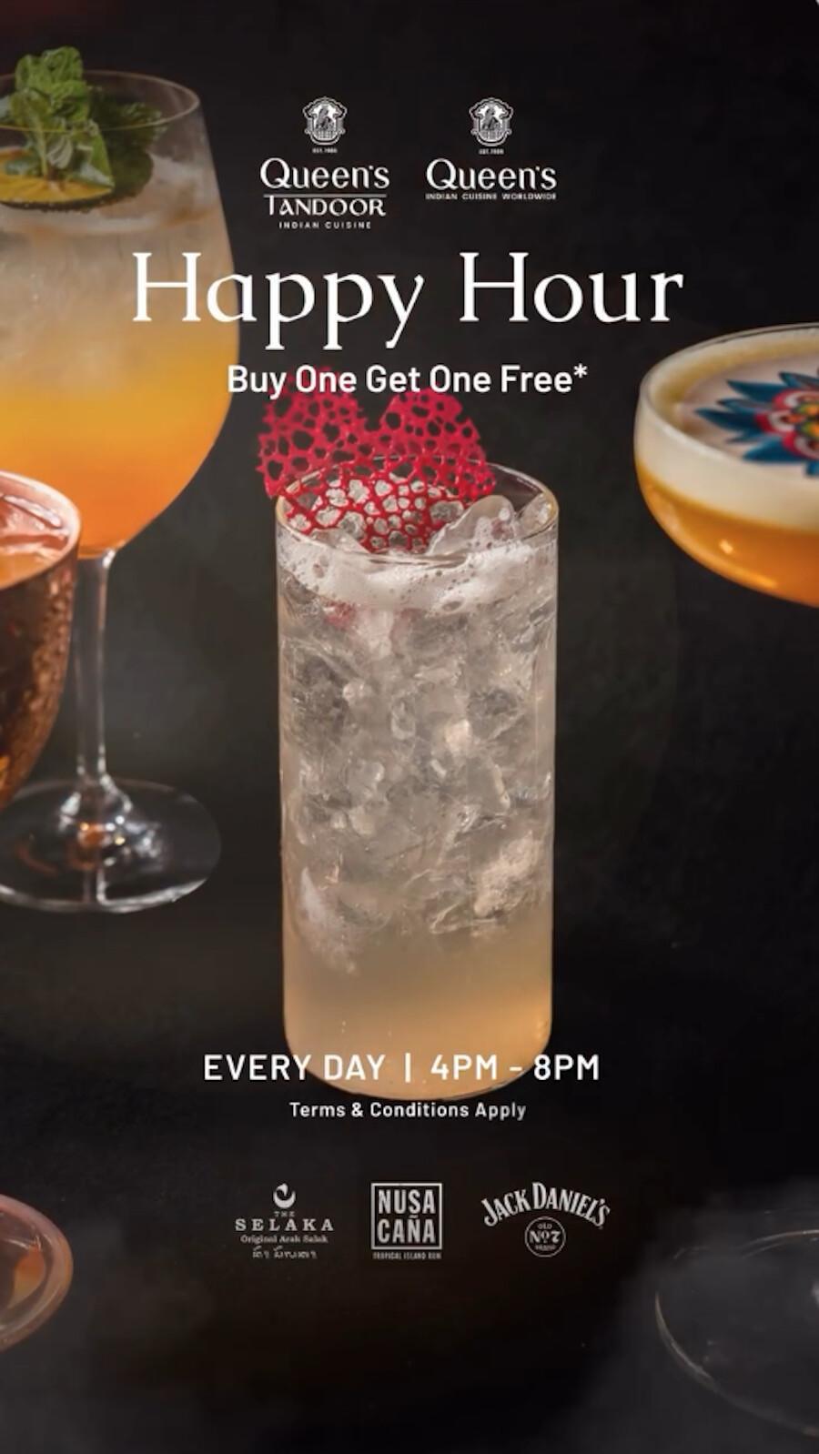 Happy Hour at Queen's Tandoor, 4-8pm daily