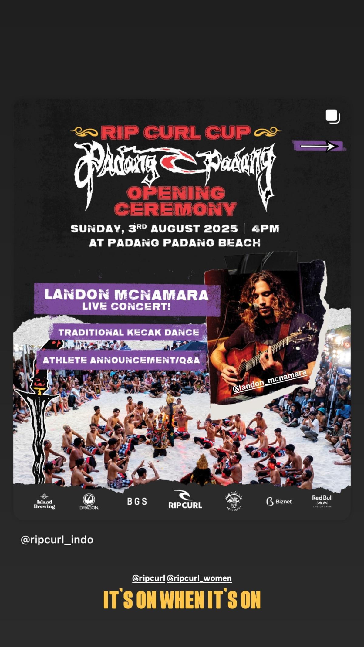 Opening Ceremony Rip Curl Cup 2025 at Padang Padang Beach Opening Ceremony Rip Curl Cup 2025 at Padang Padang Beach