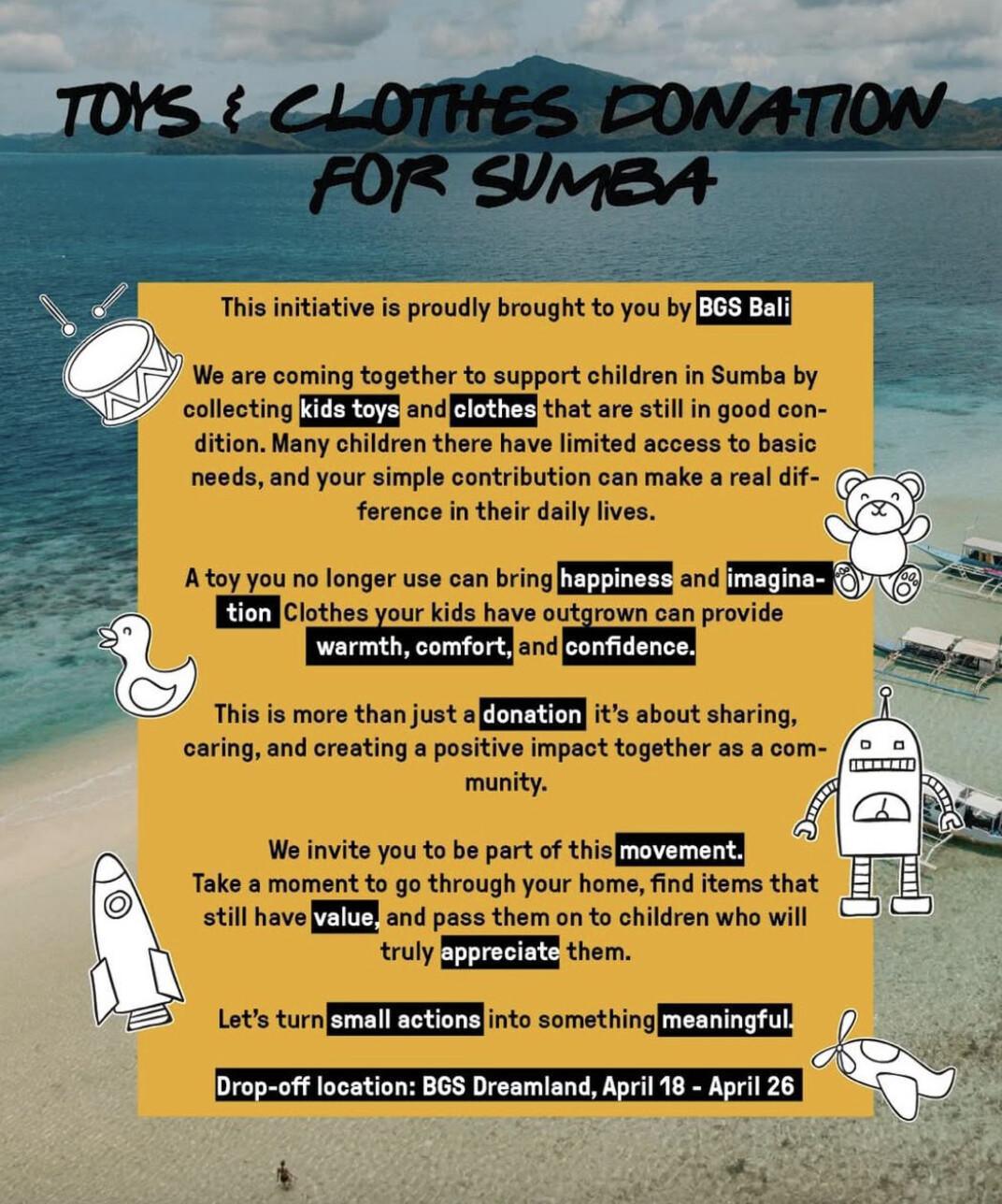 Charity donation drive Bali at BGS 