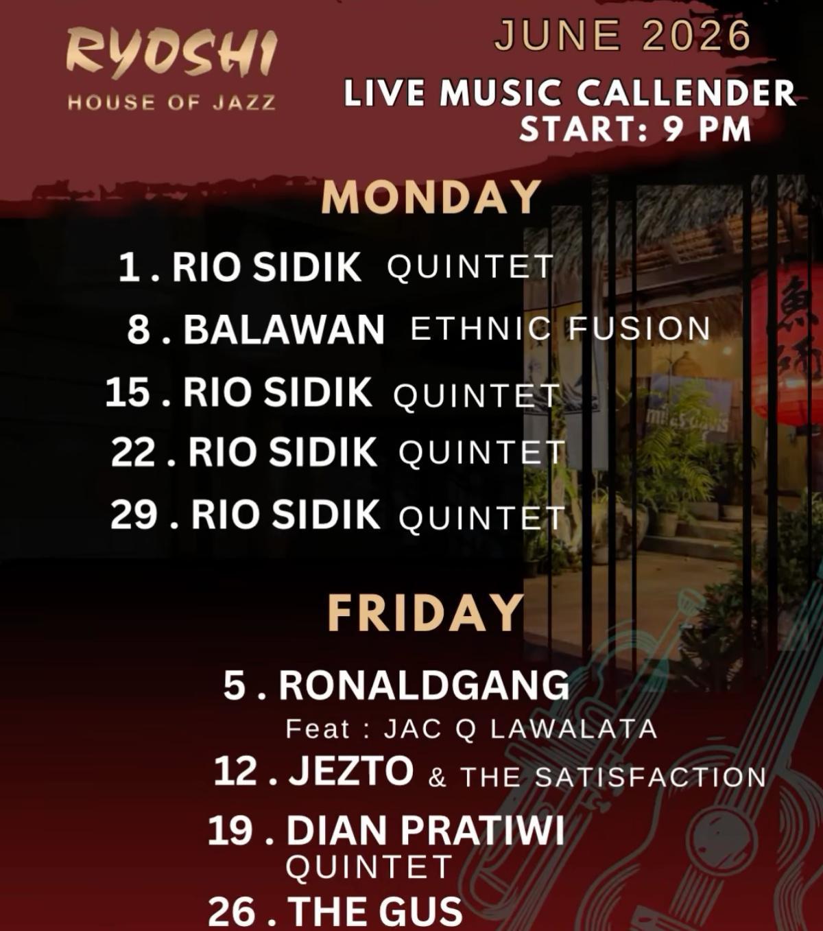 This Month at Ryoshi House Of Jazz