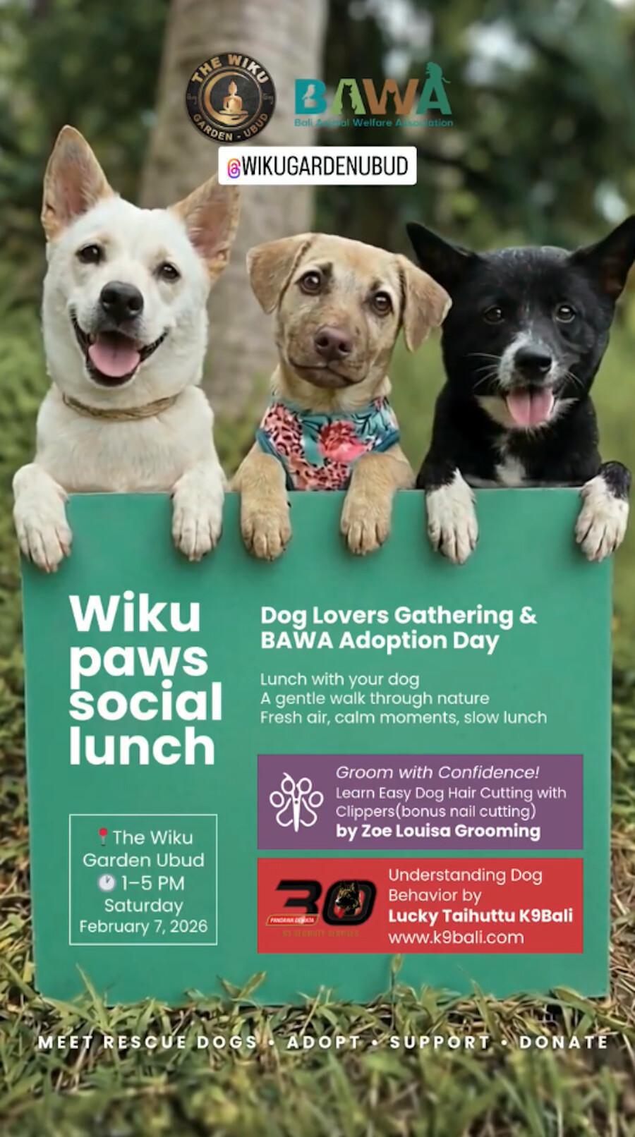 Dog Lovers Gathering and BAWA Adoption Day at The Wiku Garden Ubud
