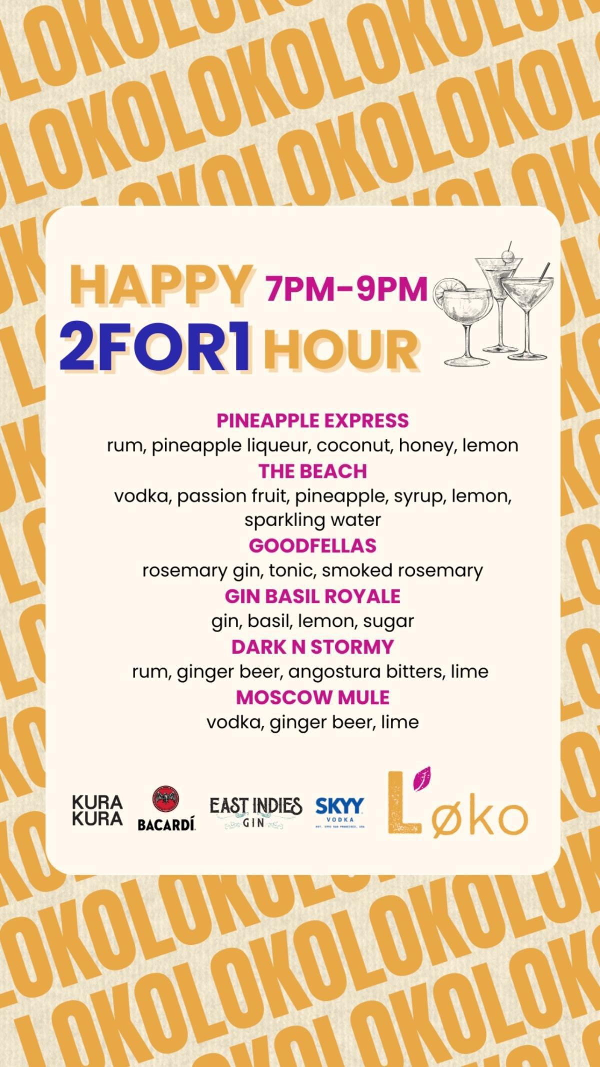 Happy Hours at Loko Cafe Bali Daily 7-9pm