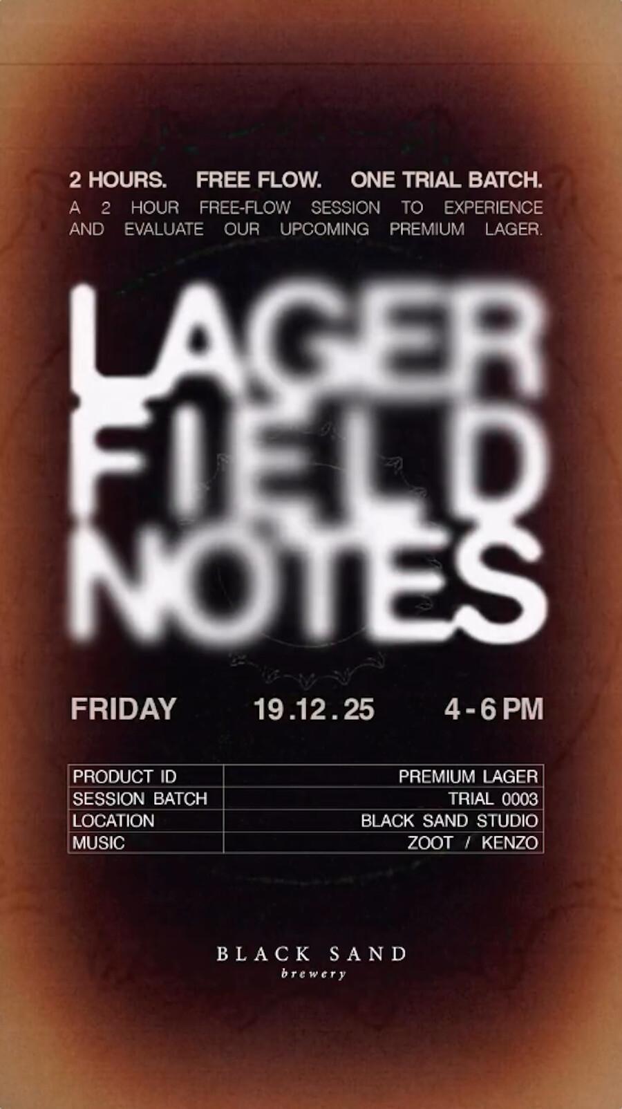 Lager Field Notes at Black Sand Brewery Lager Field Notes at Black Sand Brewery