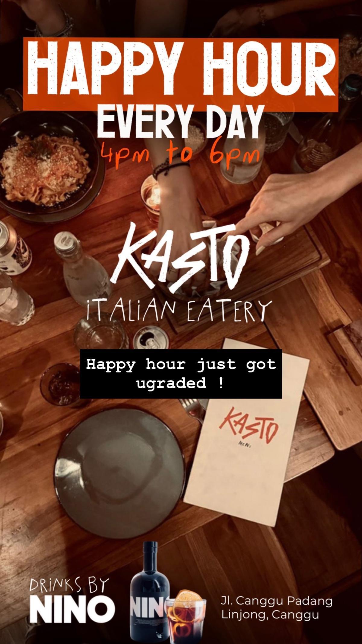 Happy Hour at Kasto Italian Restaurant Daily 4-6pm
