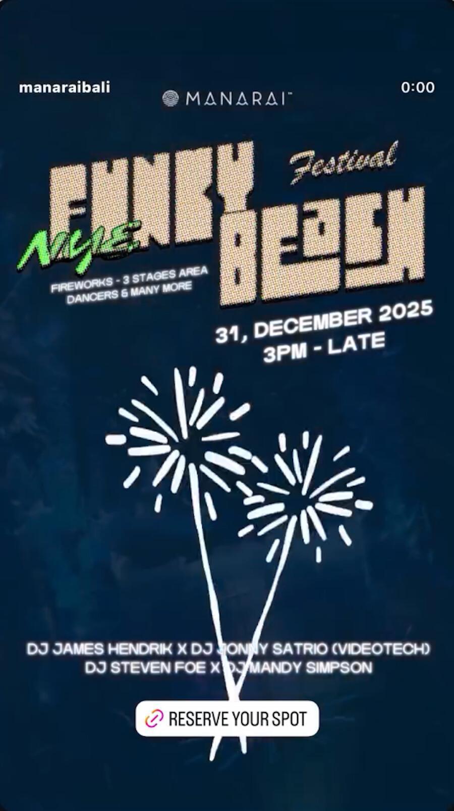 NYE Funky Beach Festival at Manarai Beach House