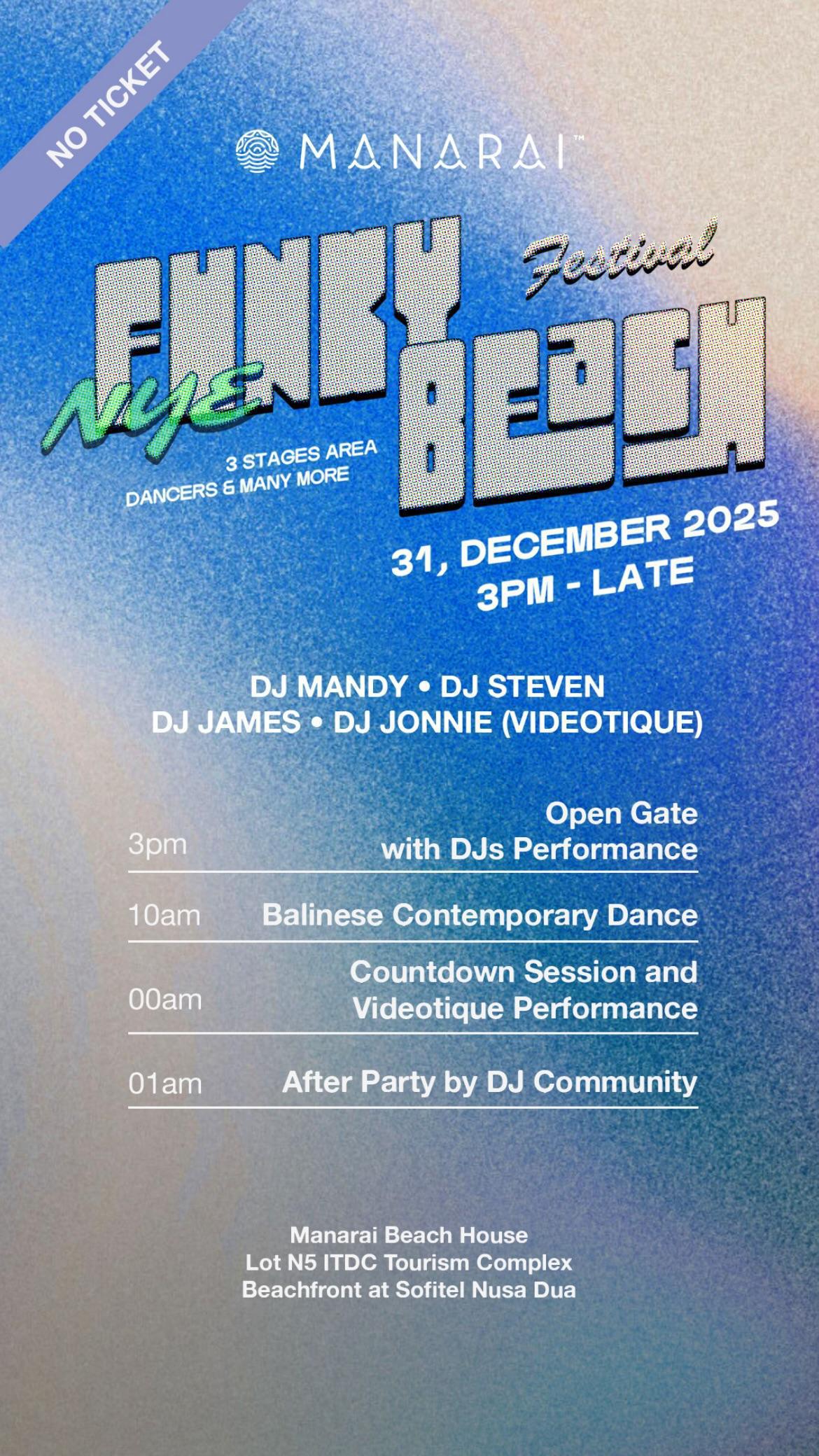 NYE Funky Beach Festival at Manarai Beach House