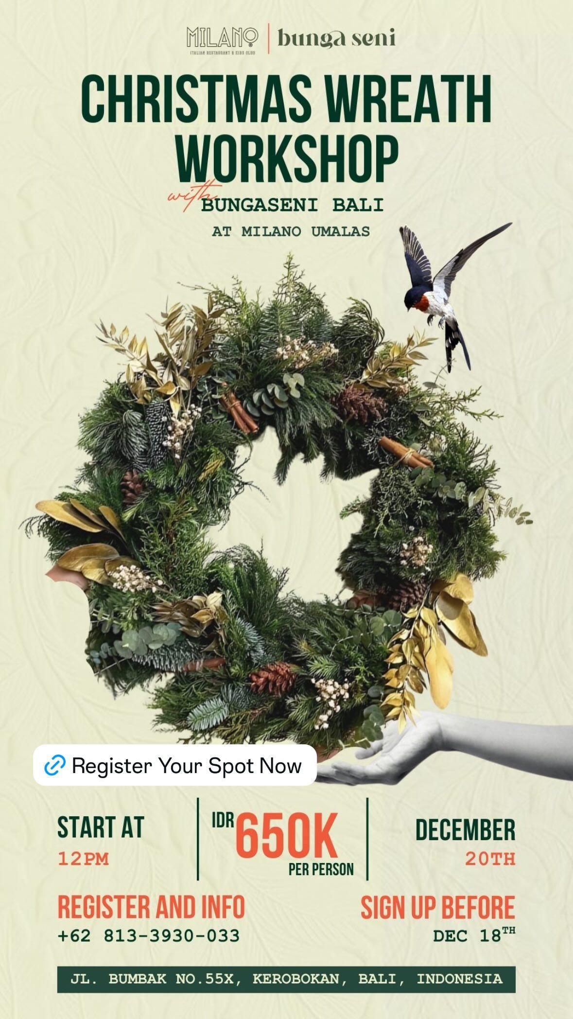 Christmas Wreath Workshop at Milano Canggu Umalas