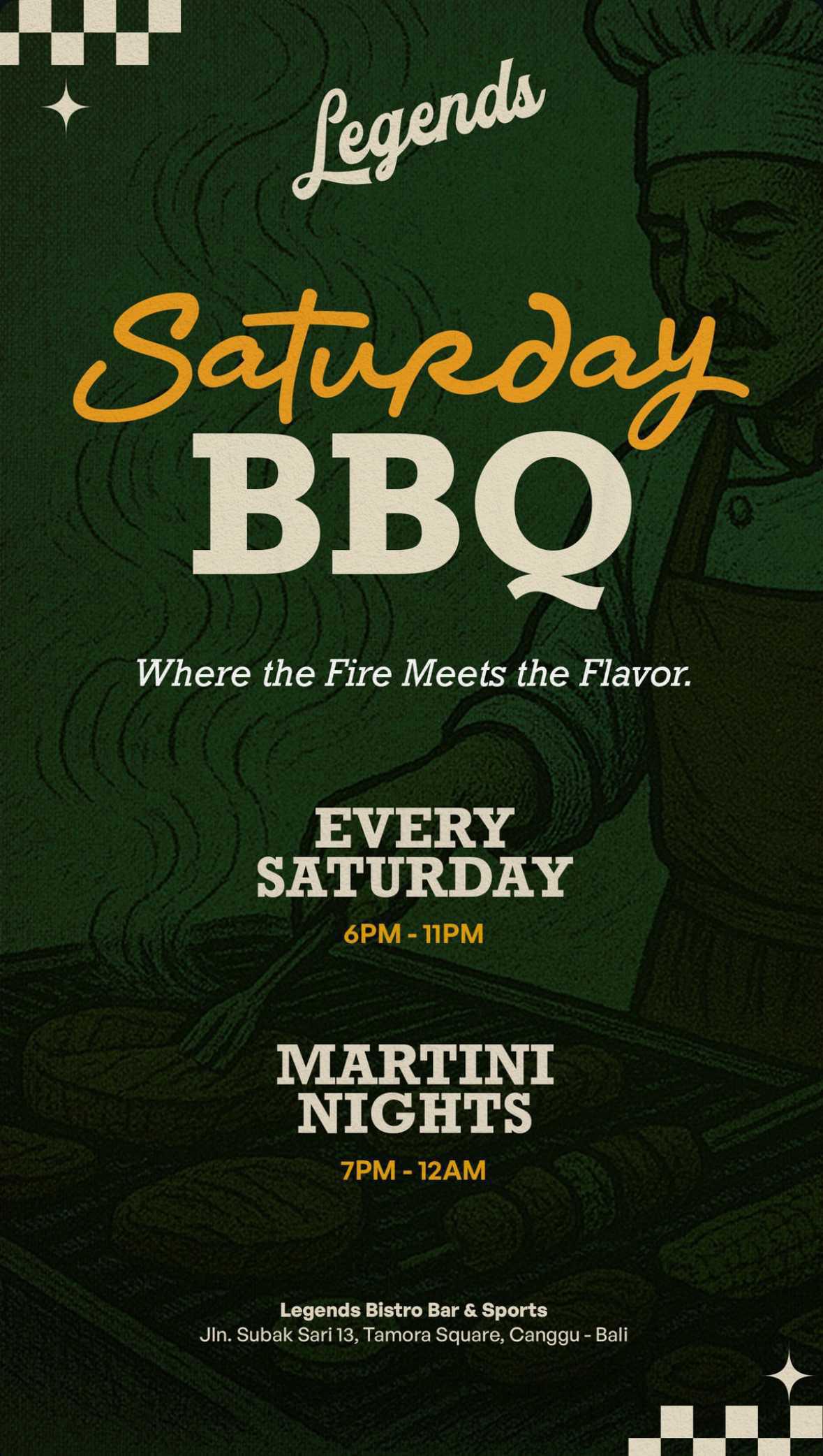 Saturday BBQ & Martini Nights at Legends Bistro Bali