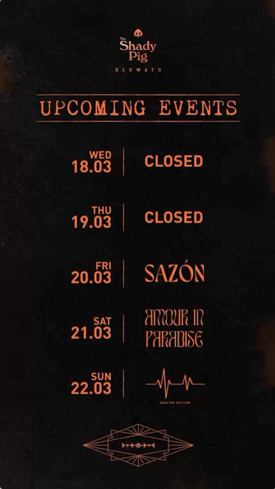 This week at The Shady Pig Uluwatu