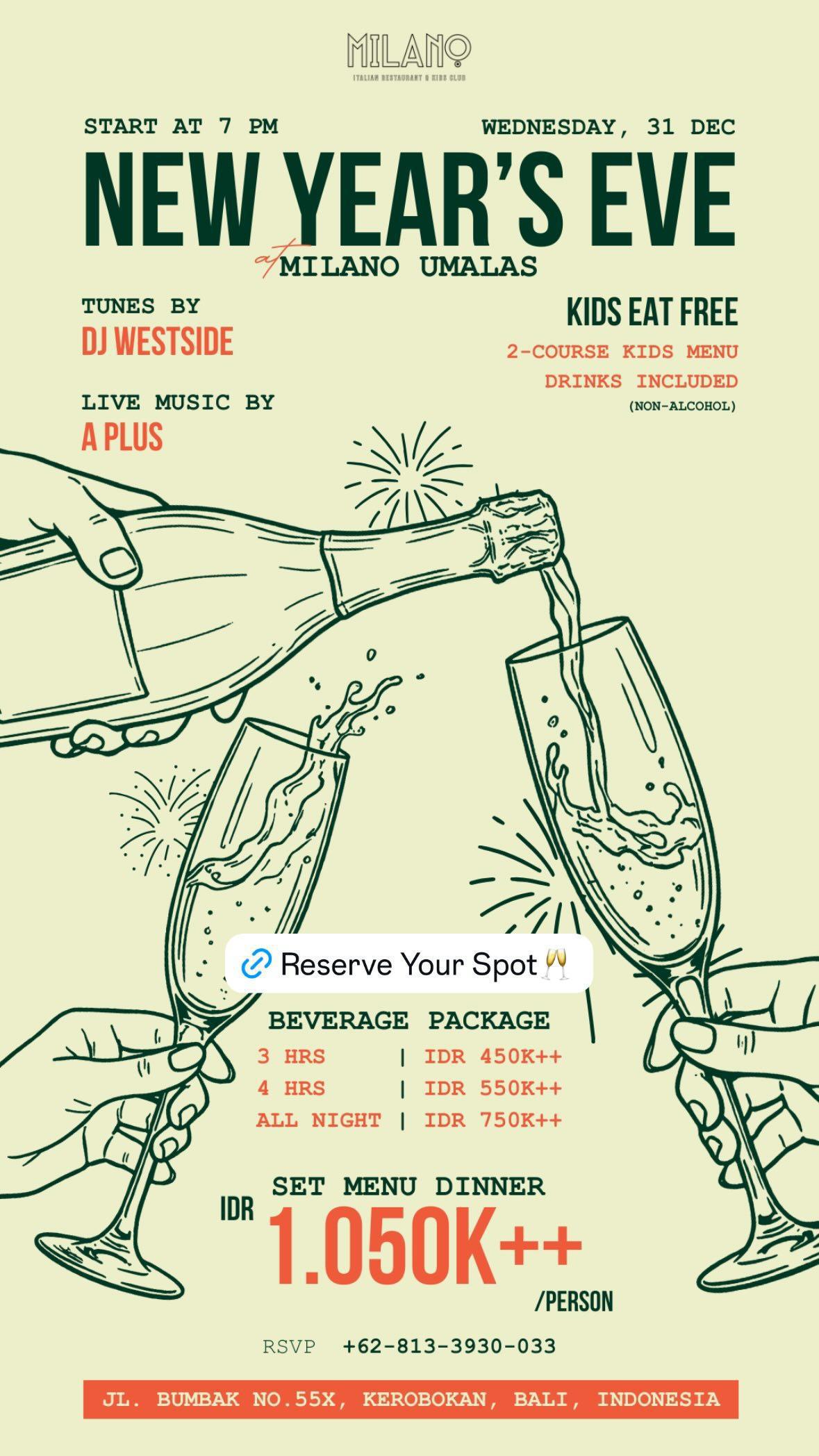 New Year's Eve at Milano Umalas Canggu