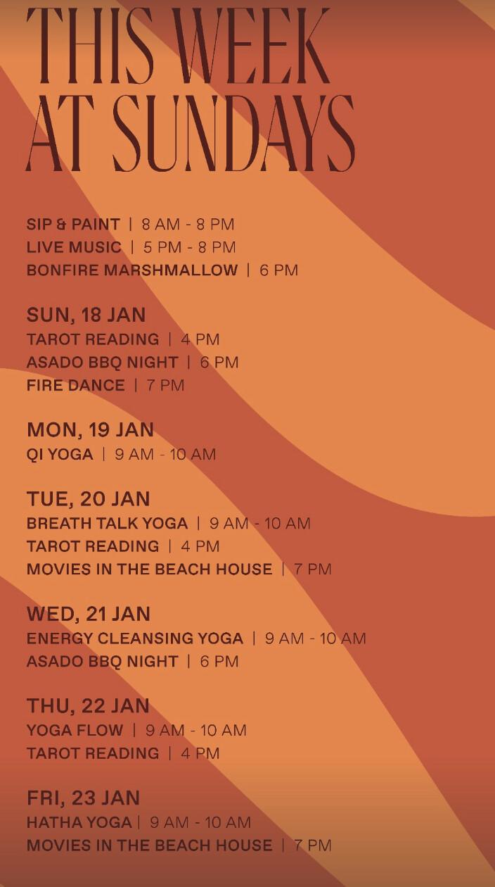 This Week at Sundays Beach Club