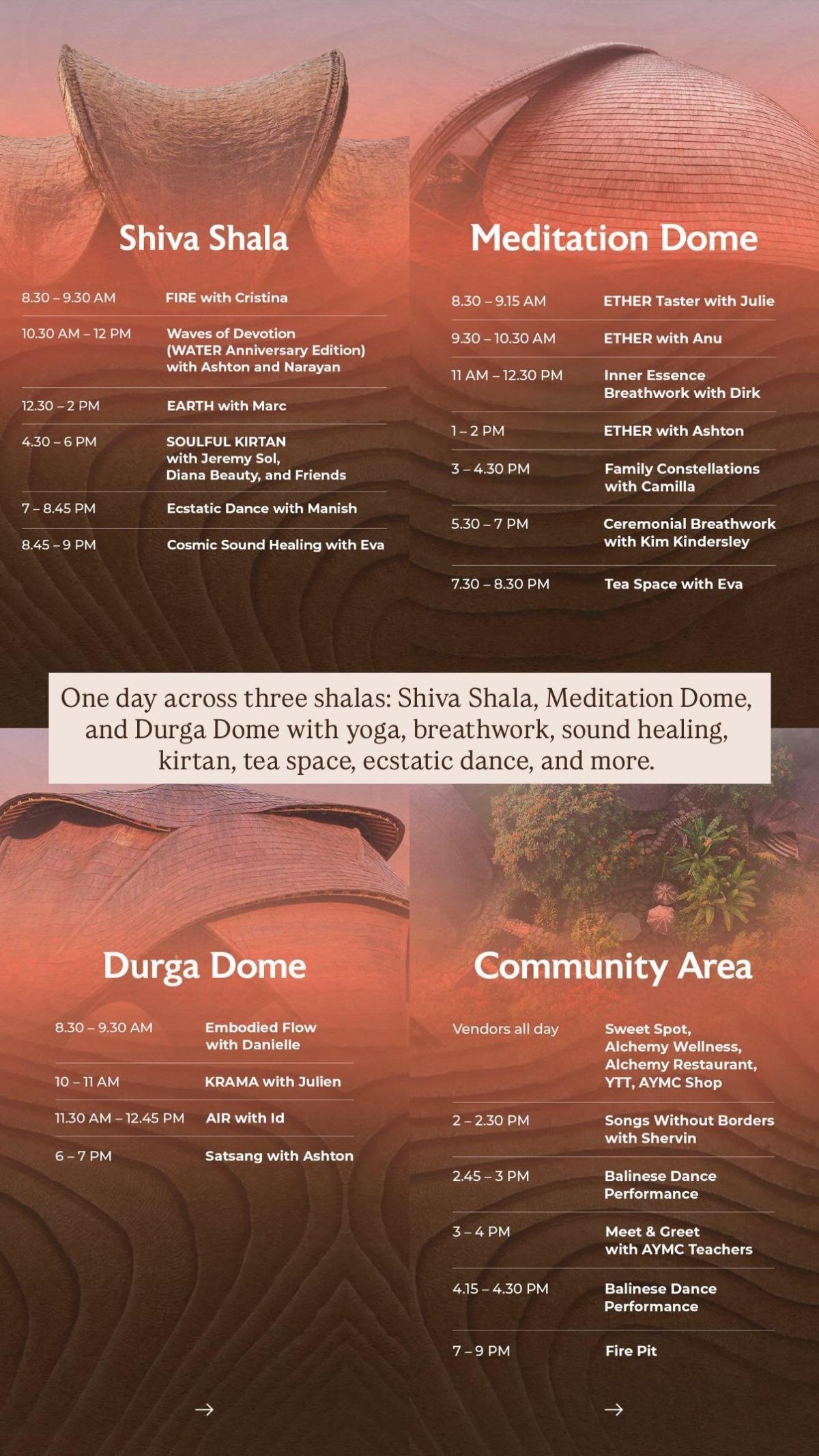 One day across three shalas: Shiva Shala, Meditation Dome, and Durga Dome at Alchemy Ubud One day across three shalas: Shiva Shala, Meditation Dome, and Durga Dome at Alchemy Ubud