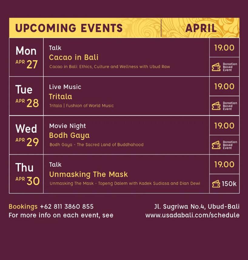 Event Schedule at Usada 