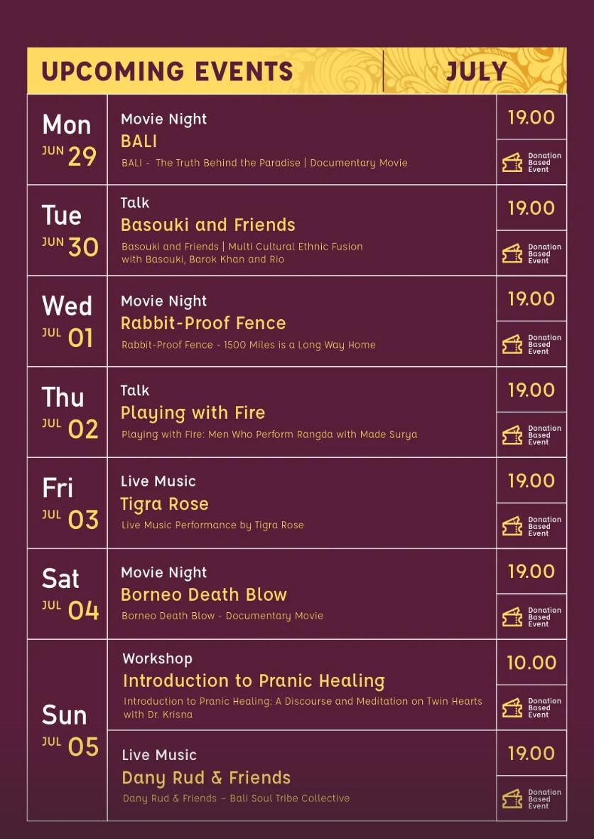 Event Schedule This Week at Usada