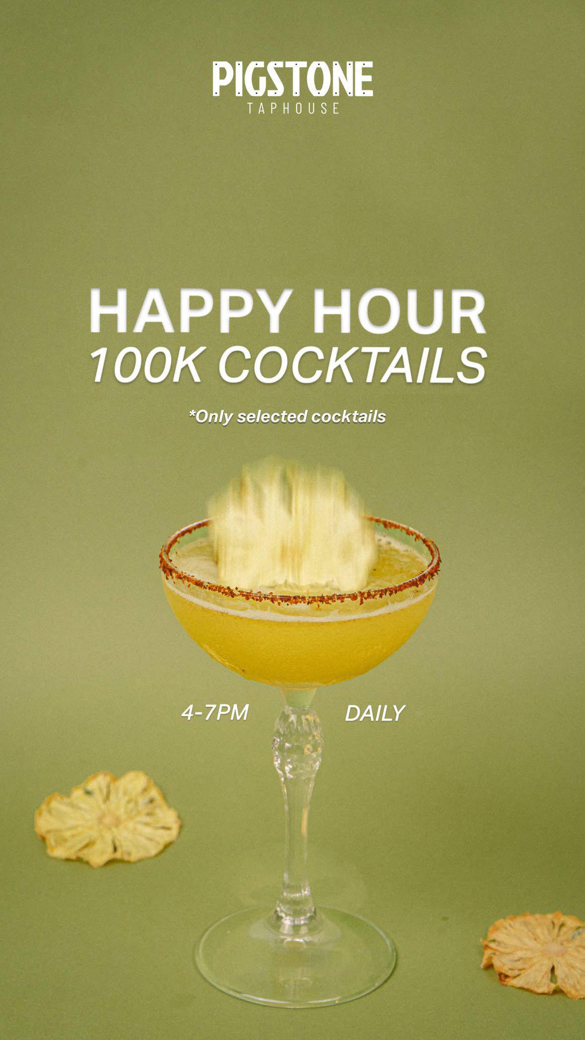 Happy Hour Cocktails at Pigstone Taphouse 4 -7pm daily