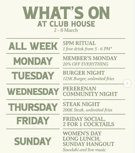 What's On At Club House Pererenan