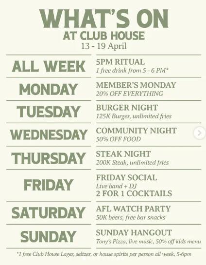 What's On At Club House Pererenan What's On At Club House Pererenan