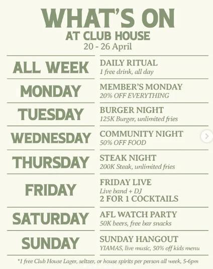 What's On At Club House Pererenan