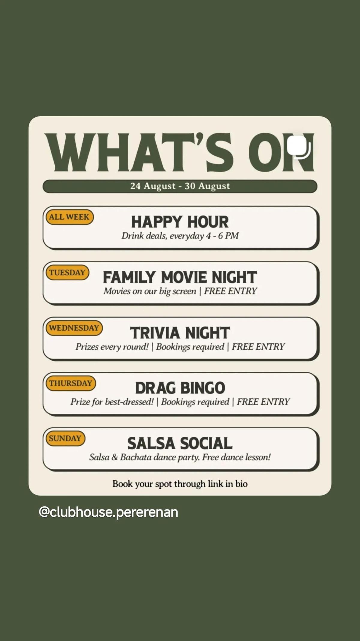 This Week at Club House Pererenan This Week at Club House Pererenan
