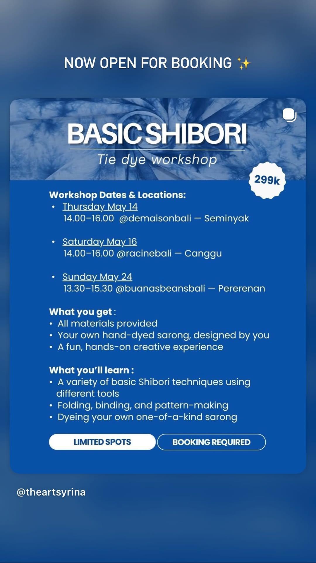 Basic Shibori at De Maison Bali 