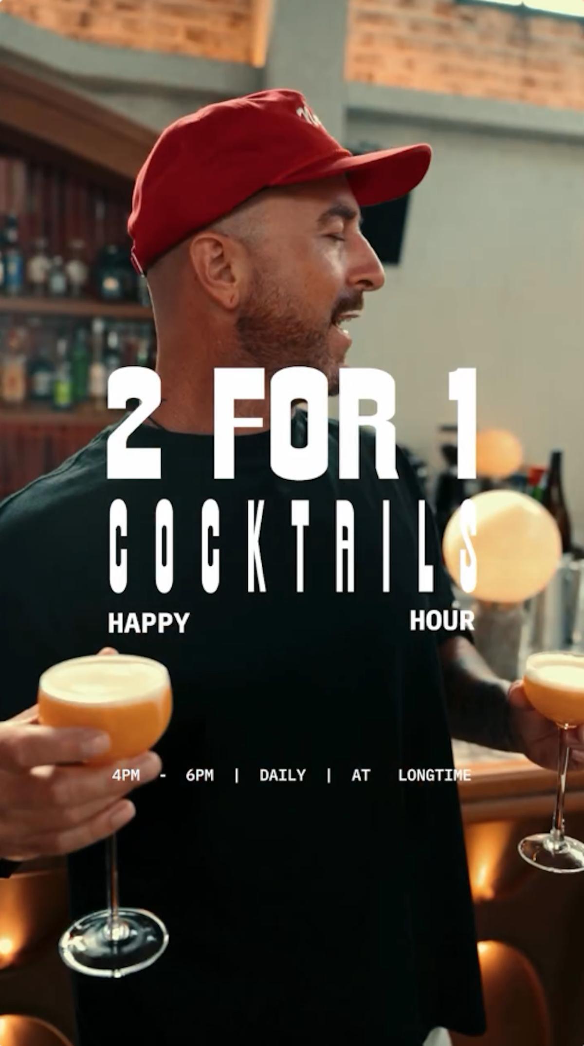 Cocktail Happy Hour at Longtime Bali 4-6pm daily
