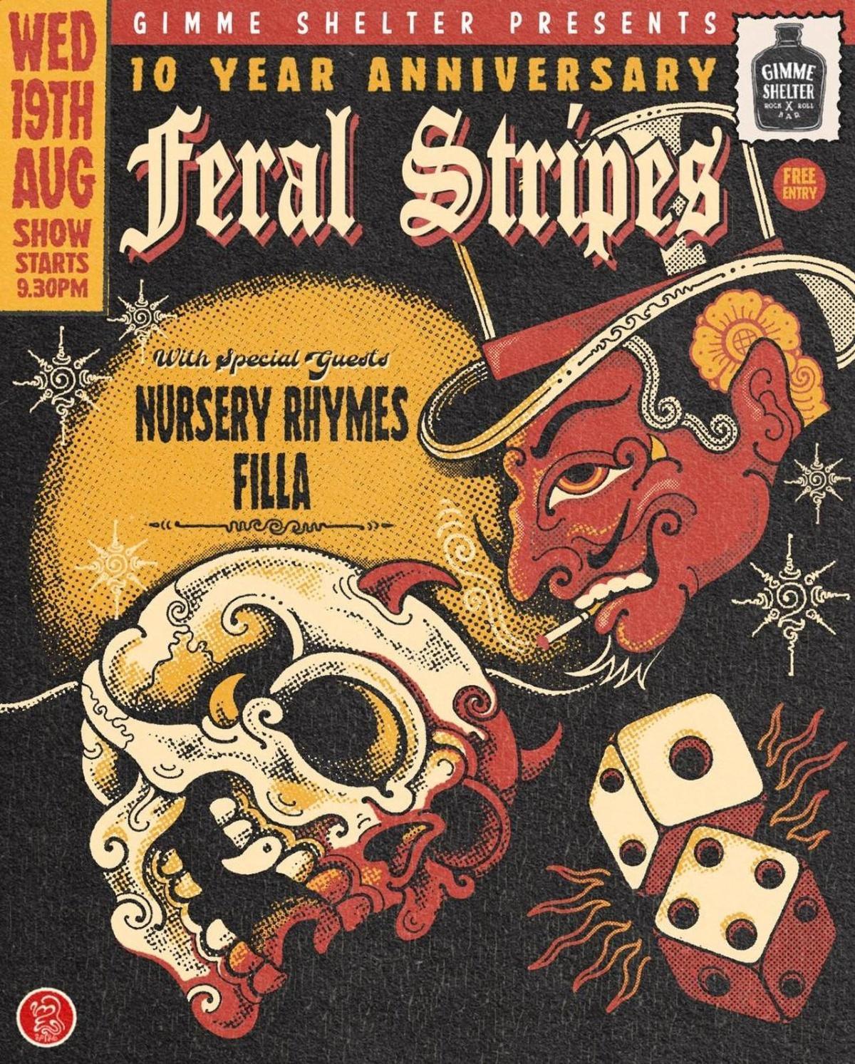 10 Year Anniversary Week 2: Feral Stripes, Nursery Rhymes, This Is Filla at GIMME SHELTER 10 Year Anniversary Week 2: Feral Stripes, Nursery Rhymes, This Is Filla at GIMME SHELTER