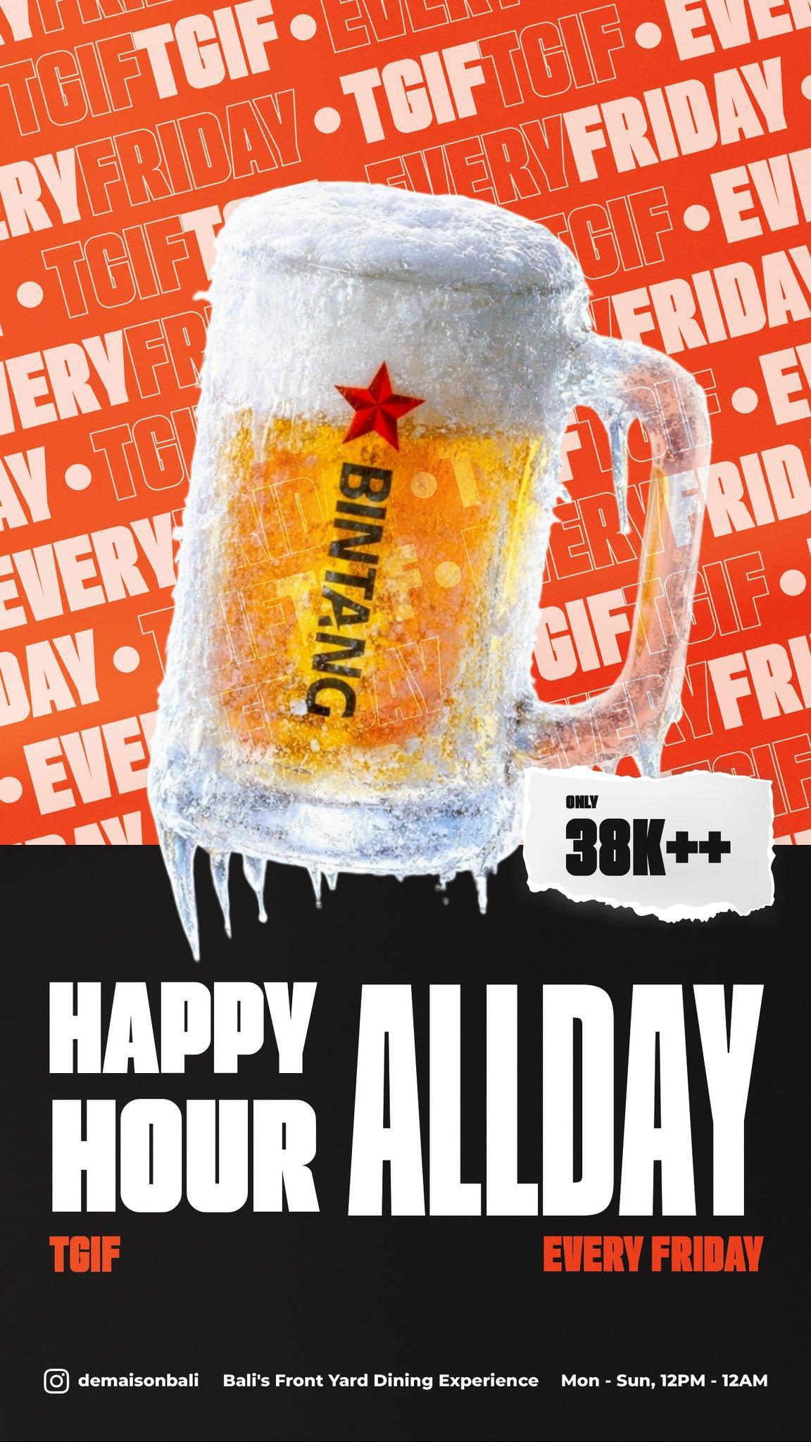 Happy Hour at De Maison Bali, all day Friday