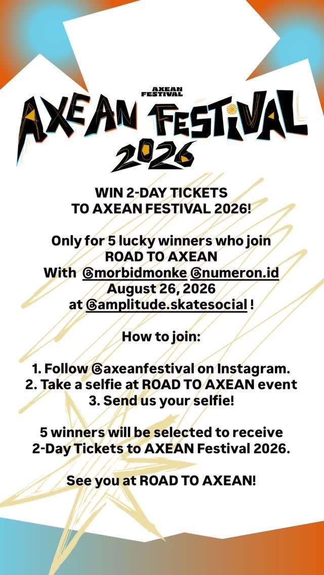 AXEAN Festival 2026 Ticket Giveaway at Amplitude Skate Social AXEAN Festival 2026 Ticket Giveaway at Amplitude Skate Social