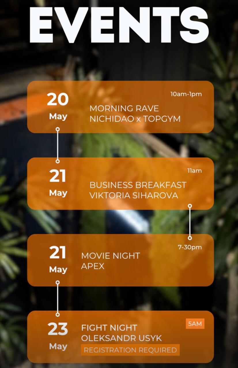 Events Schedule at Nichidao 