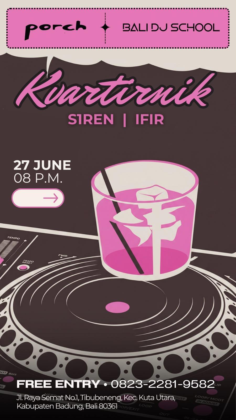 KVARTIRNIK at Porch Kitchen & Bar Bali