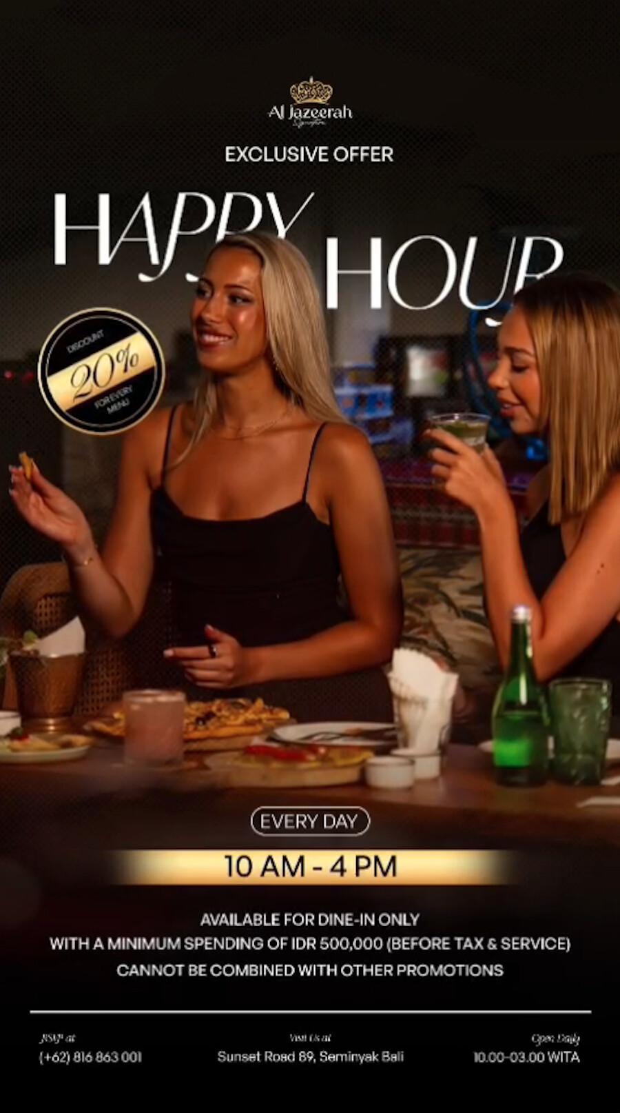 Happy Hours at Al Jazeerah Signature Bali, Daily 10am-4pm