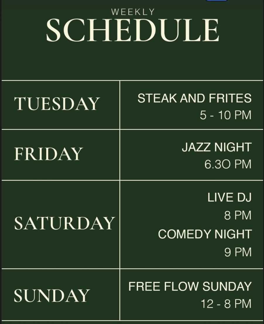 Weekly Schedule at Tusk Grill & Bar
