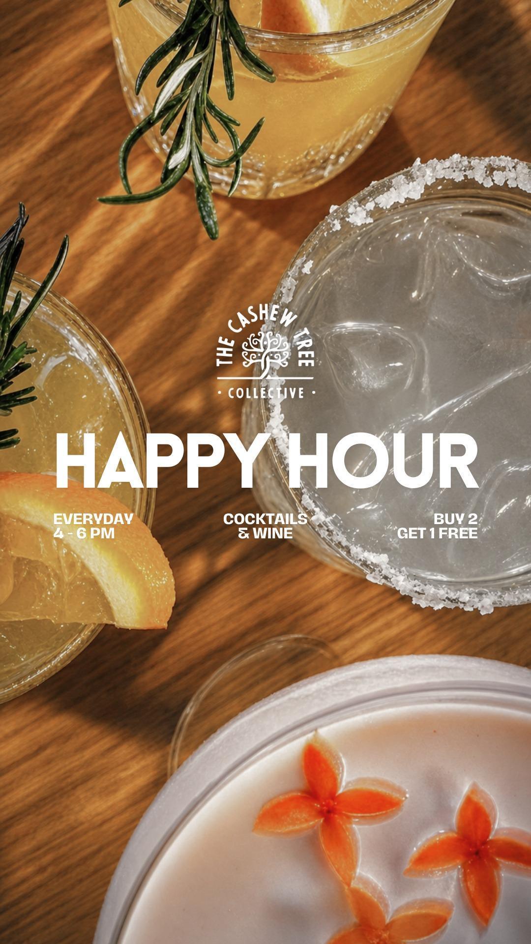 Happy Hour at The Cashew Tree daily 4-6pm