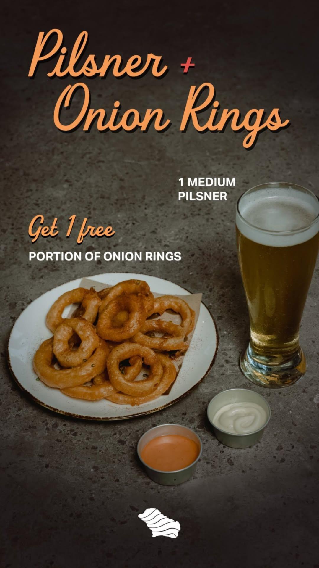 Pilsner + Onion Rings Promo at Pigstone Taphouse 