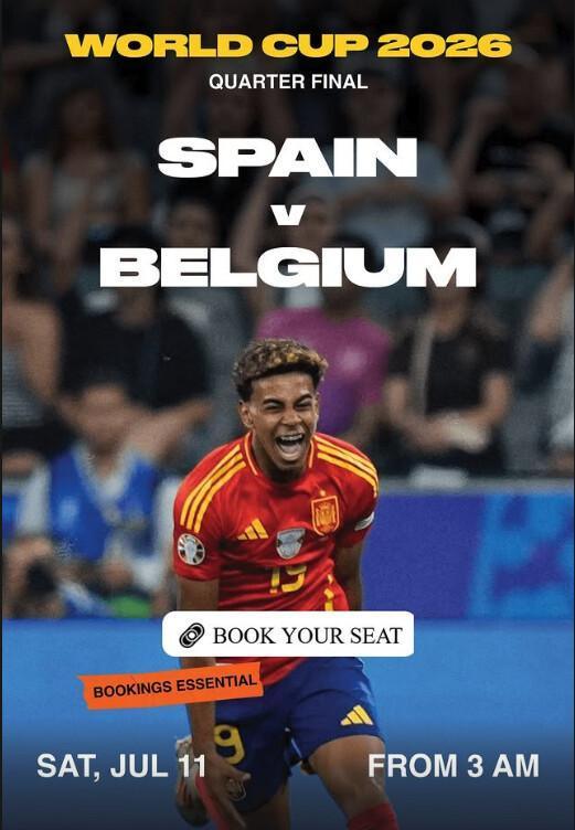 World Cup Quarter Final: Spain v Belgium at The Bench Brewery