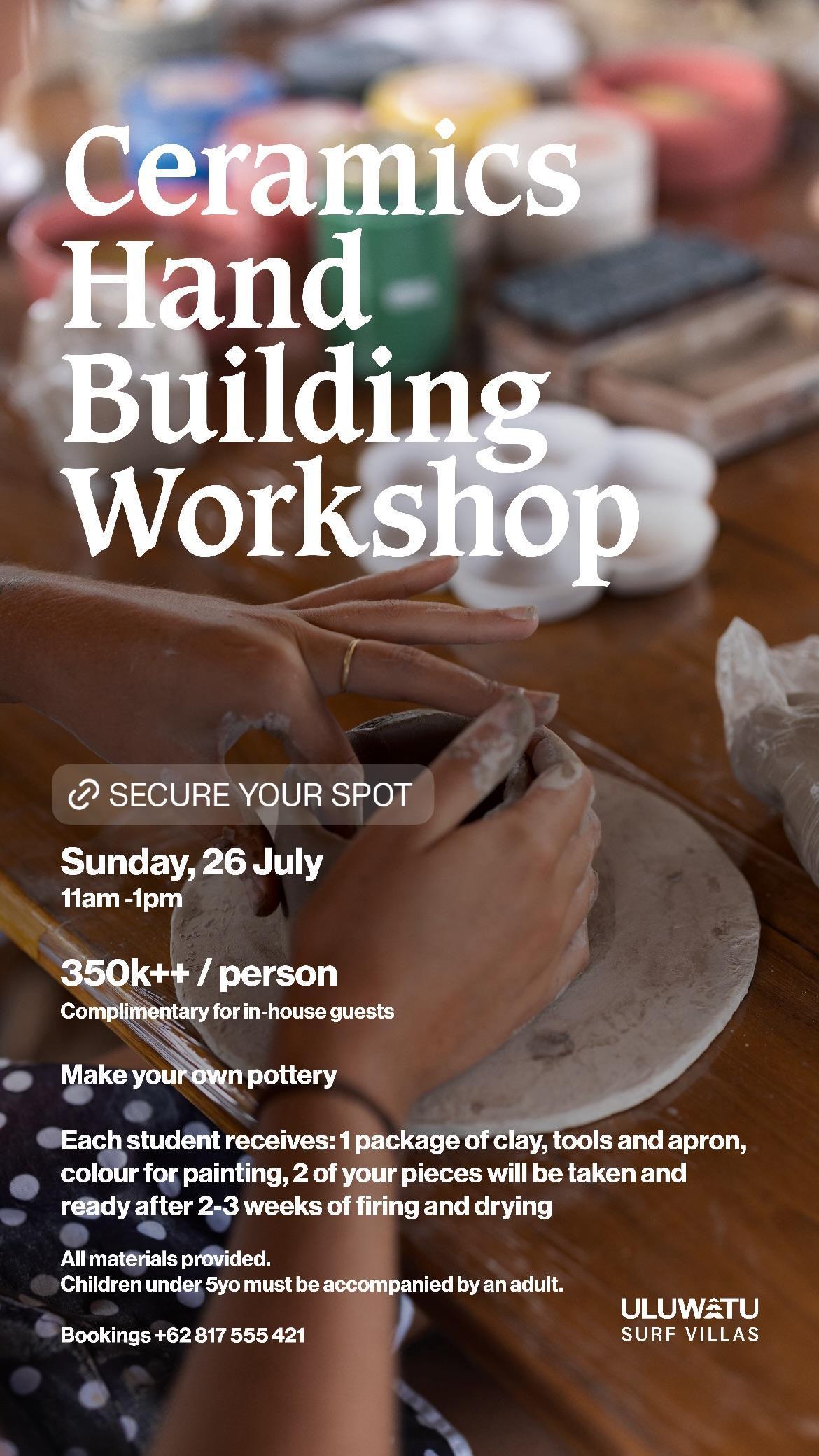 Ceramics Hand Building Workshop at Mana Uluwatu Ceramics Hand Building Workshop at Mana Uluwatu