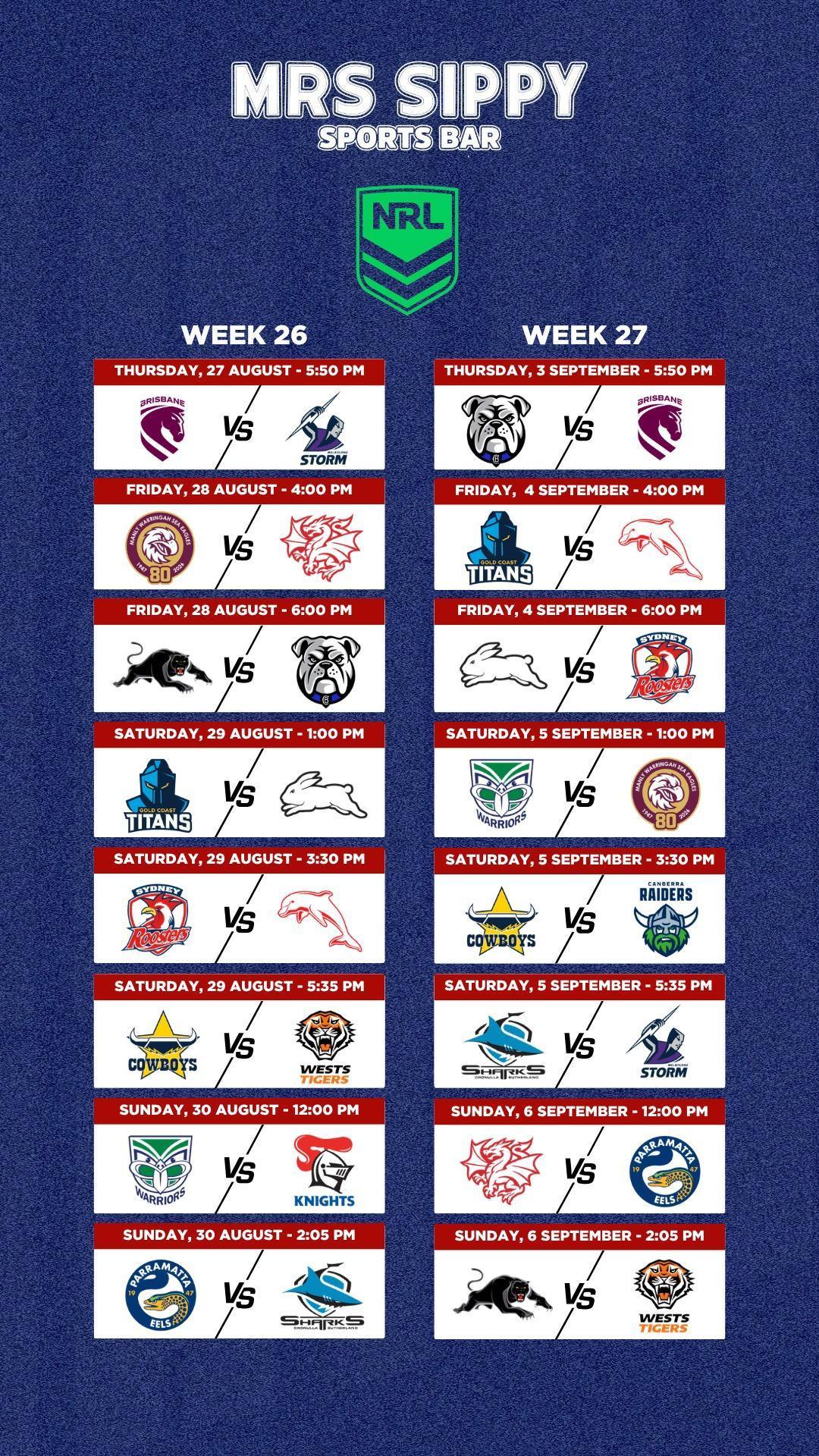 This Week at Mrs Sippy Sports Bar This Week at Mrs Sippy Sports Bar