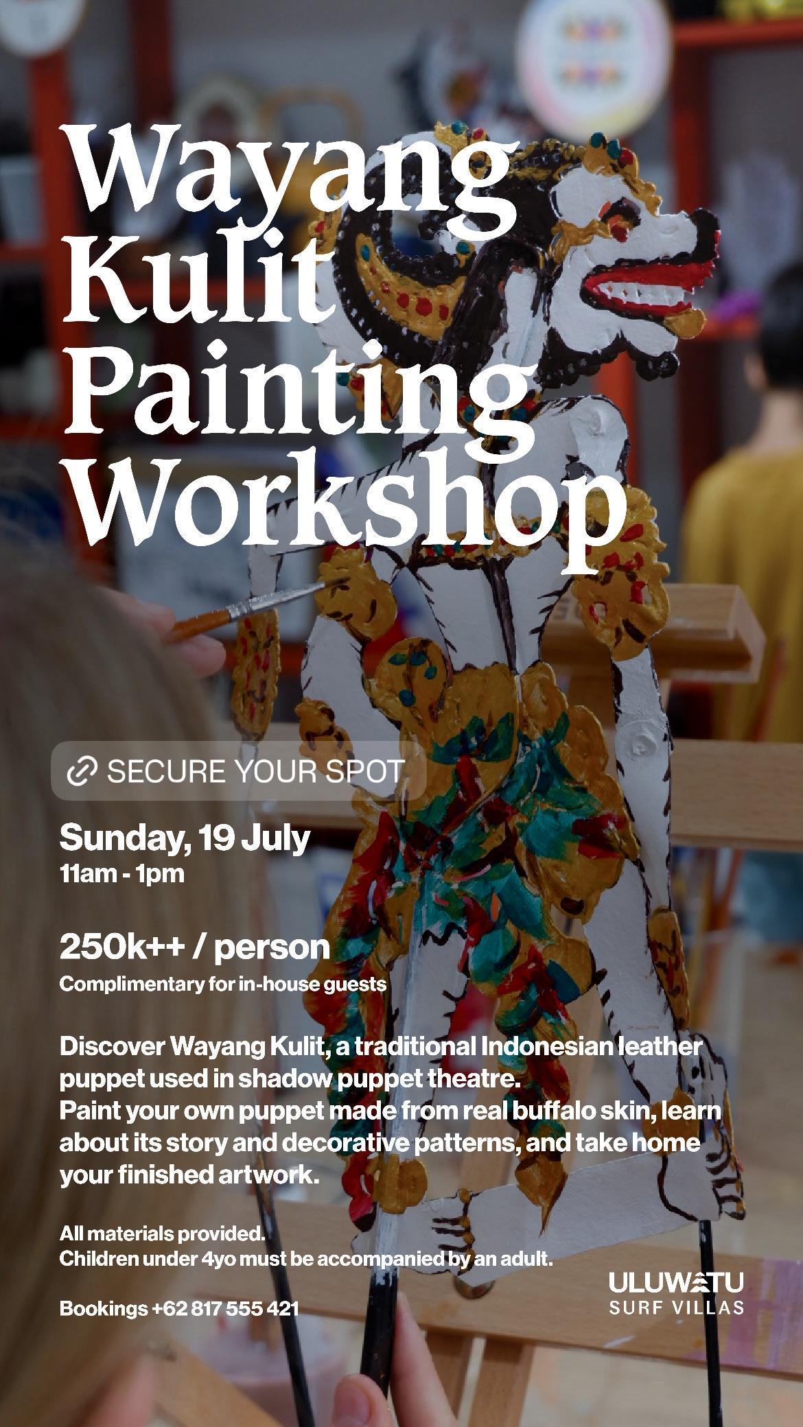 Wayang Kulit Painting Workshop at Mana Uluwatu Wayang Kulit Painting Workshop at Mana Uluwatu